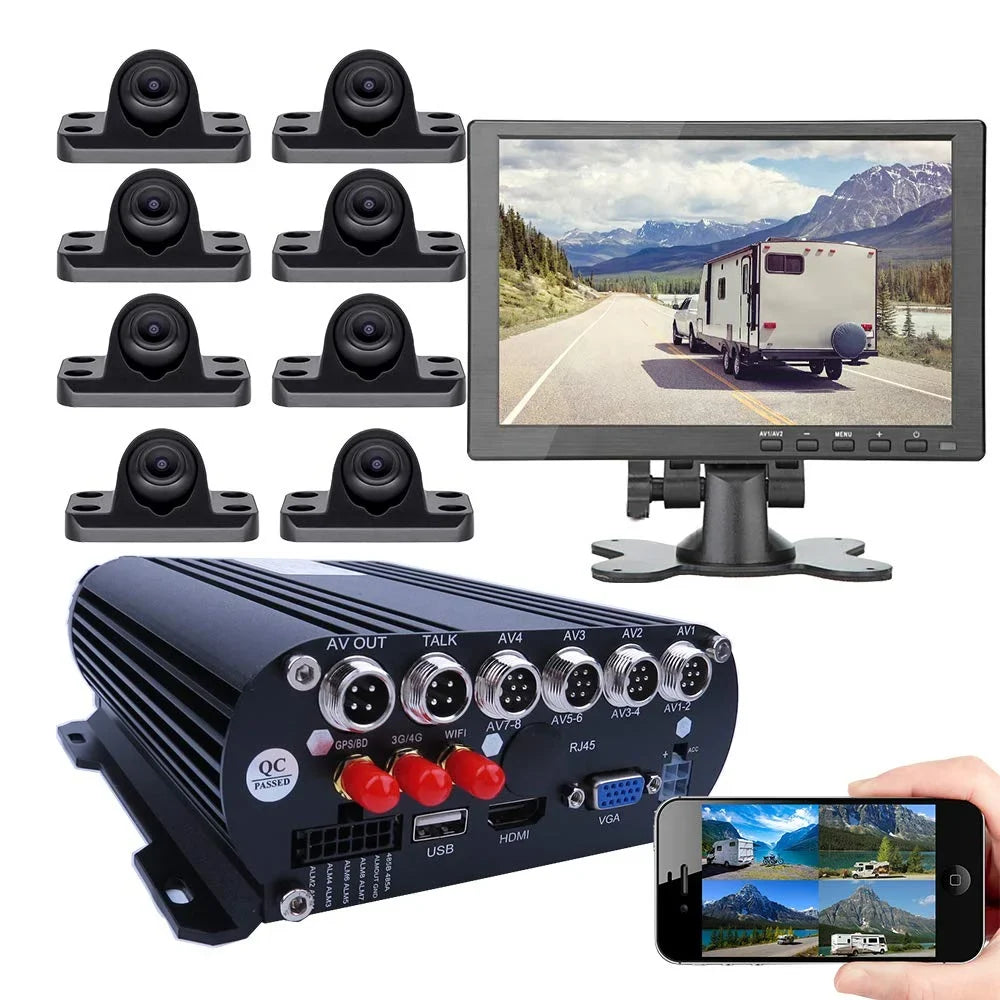 Mini MDVR Large HD Angle Car JOINLGO Mobile Camera System View for Car Recorder Screen Cameras Remote DVR 1080P on with Phone Video Backup WiFi PC DVR Vehicle GPS Truck/RV/Bus 4G 8-CH Monitor AHD 10"