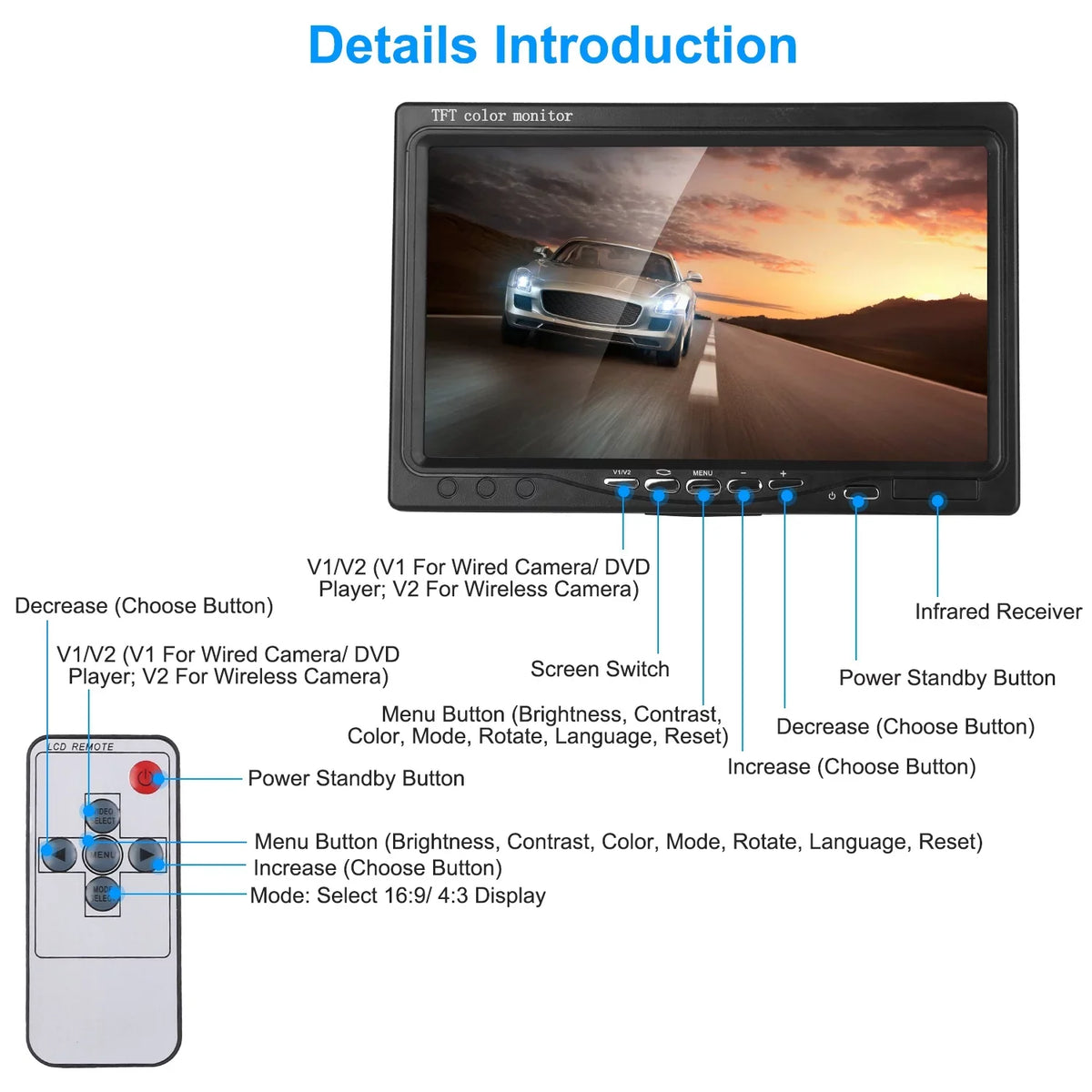 Camera, Van 7In Wireless Reverse Screen Parking Vision Car Signal Trunk iMountek Night 2.4G SUV Car Backup Car with for Stable System