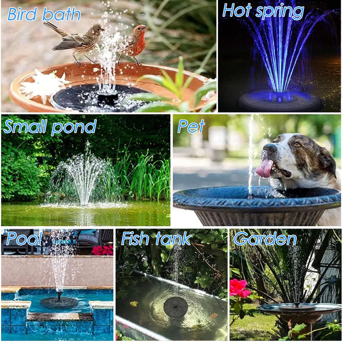 Garden Pump Pool Shinysix Bath Fountain Spray 7 for Fountain with 3W, Bird Solar Pond Patterns
