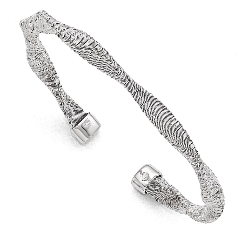 Textured Bracelet for Women Auriga Silver Cuff 925 & Twisted Sterling