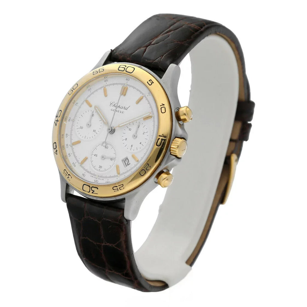 Men's Watch Gold/Steel Quartz W/B Chronograph Chopard Classic 18K Two 8144 Tone