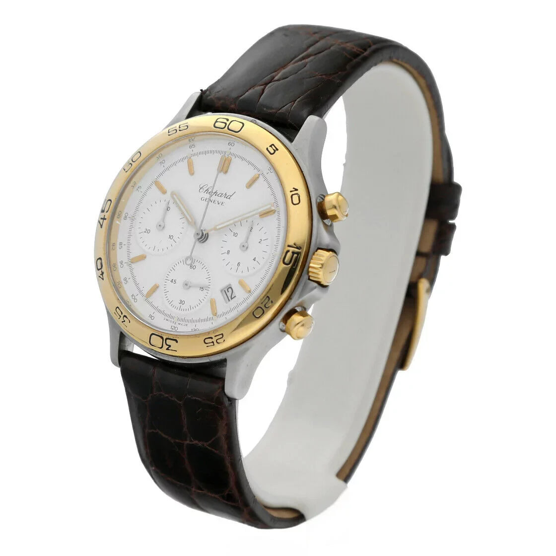 Men's Watch Gold/Steel Quartz W/B Chronograph Chopard Classic 18K Two 8144 Tone