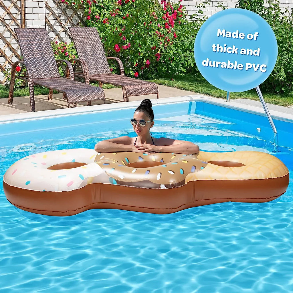 '- Aquamazing Swimming - Cream 3 Giant Inflatable Perfect 7 Huge Cone Kids, Adults- Ice Summer for XL People for Long Pool Ft Tube Sections Float Mesh Seats