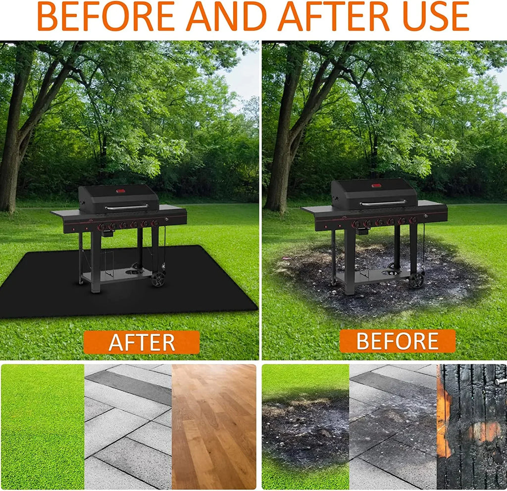 Outdoor Fireplace Charcoal, Grill, Mat BBQ for Mat, AXOMRFC Deck Grills, Black Under 60*48inch Indoor Fire Mat Outdoor Top, Mat Pit Gas Protector, Fireproof Smokers, Flat Grill Grill for for Mat