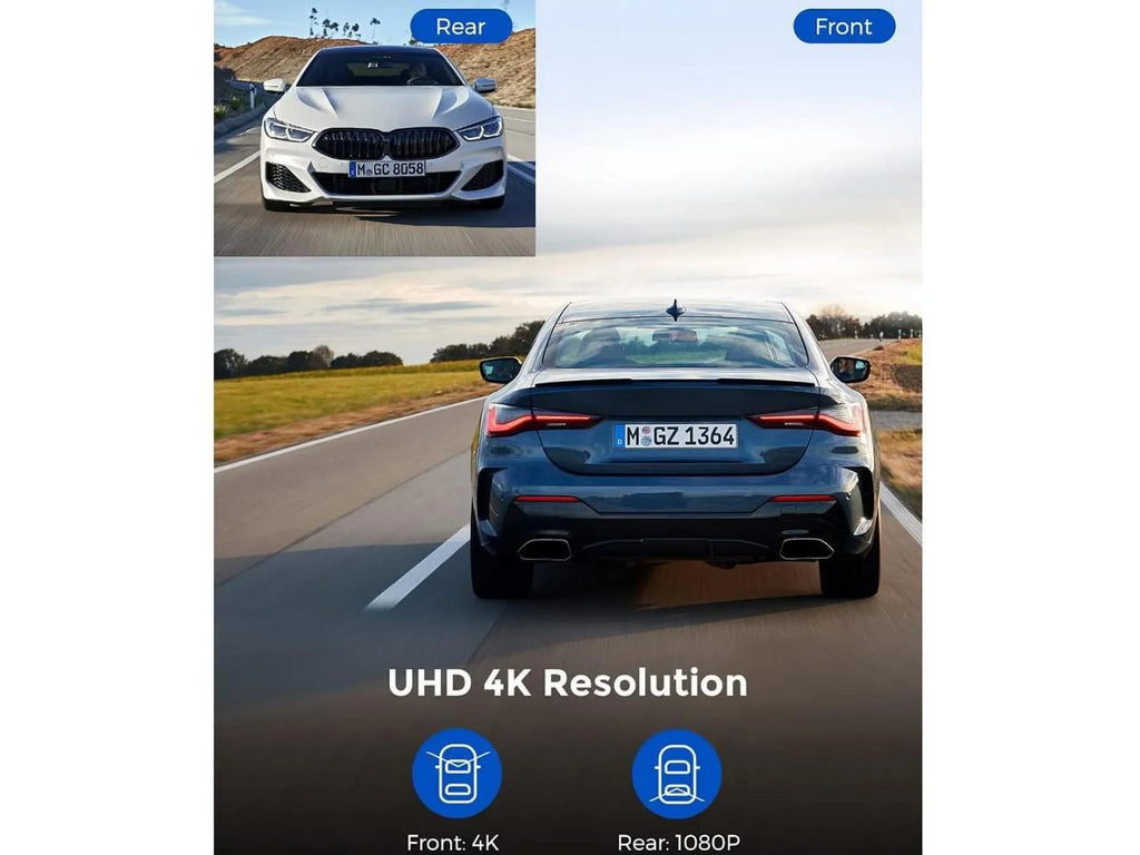 4K WDR, UHD , Night 170° Recording, Vision, Dash Dashboard FOV, GPS/WiFi Cam, 2" 4K, Dual Built-in Loop Camera Parking G-Sensor Display, Monitor,