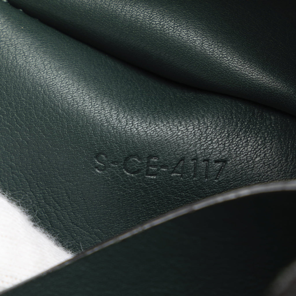 Authenticated Big Pre-Owned Unisex Bucket Leather Bag Calf Celine (Good) DrawstringBag Bag Bucket Green