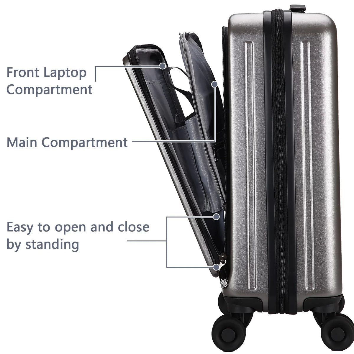 20/24 Inch Suitcase Luggage & with Grey Front Set, 65L,Dark 2 Piece Pocket TSA Lightweight + Expandle, Lock 37~41L Inch Hardshell 20 Spinner 24 with Laptop 20 Only Wheels, & ABS+PC