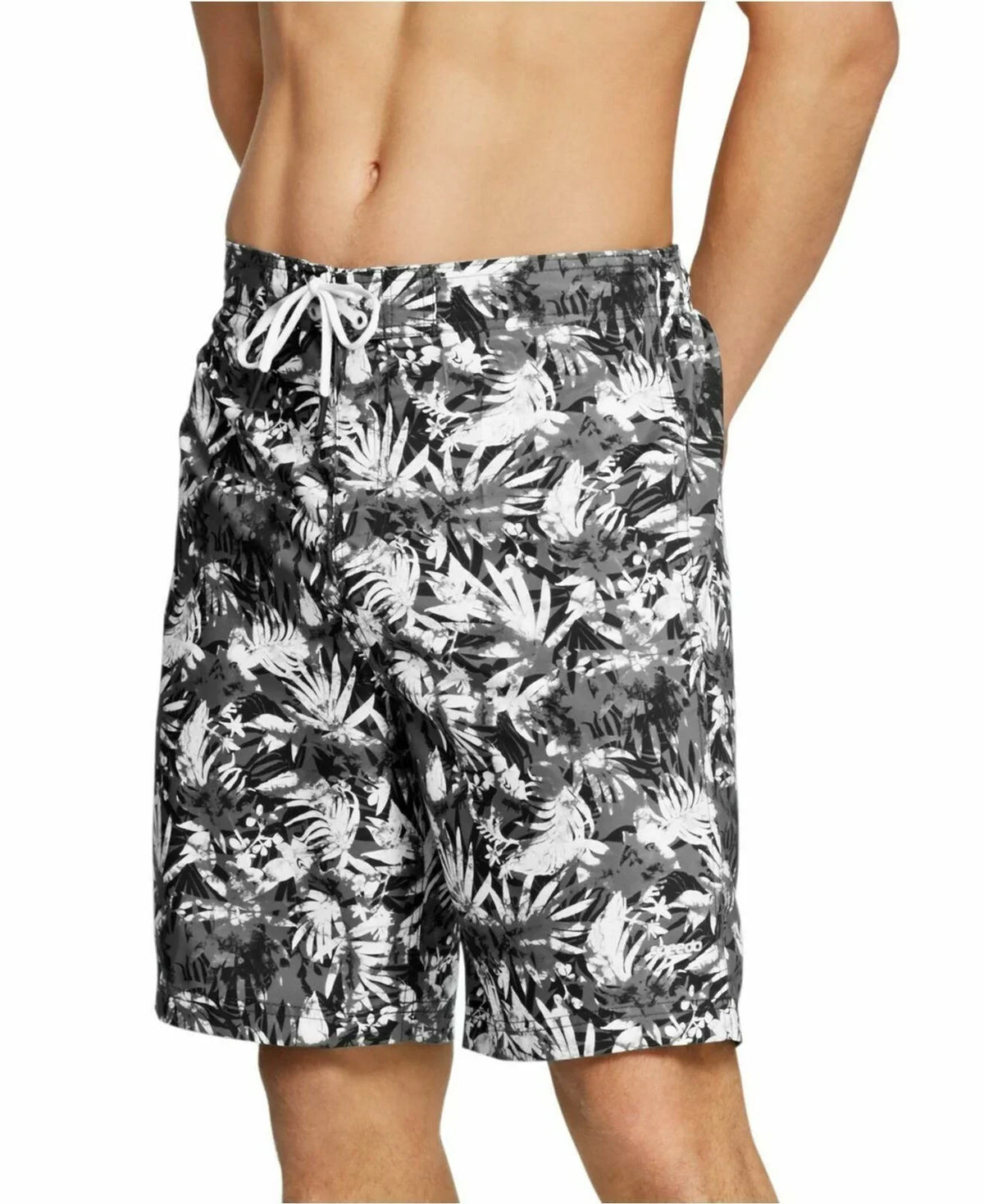 9" Bondi Speedo Gradient Ombré Men's Board Black-Med Floral Shorts 2-Way Stretch