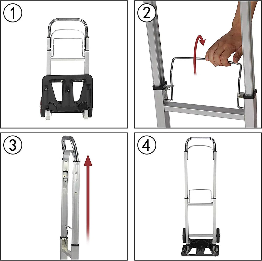 Hand Industrial Shopping Rubber for Truck Luggage Heavy Foldable with Telescoping Trolley or Cart Compact Handle Aluminum and Travel, Portable Wheels Duty