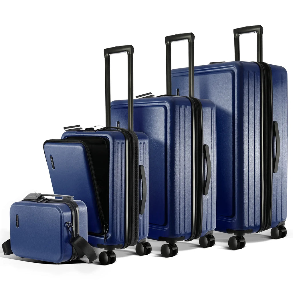 Set, Set, StorageBud Suitcase Luggage Navy 4 Piece Blue Spinner Luggage Hardshell Exapandable