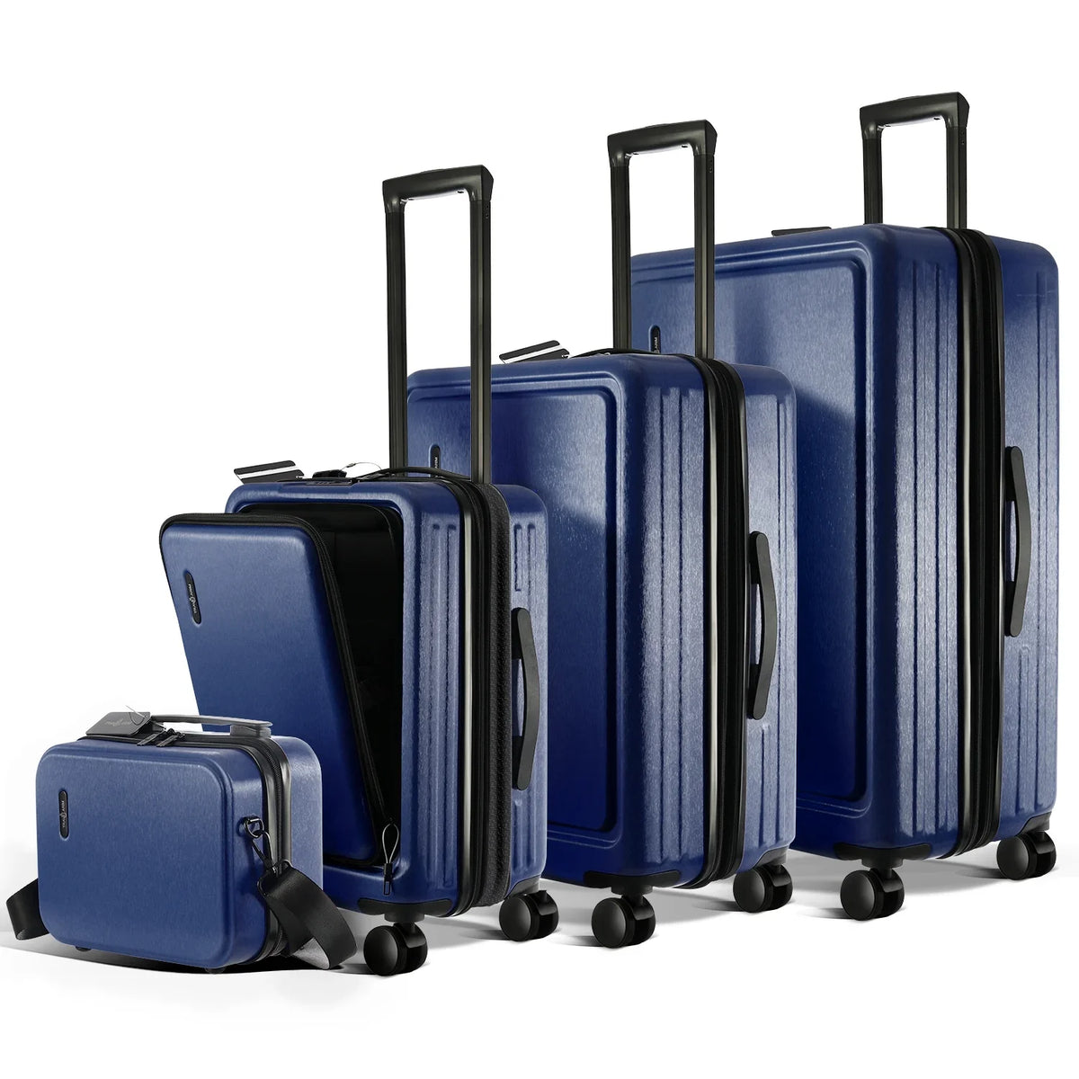 Set, Set, StorageBud Suitcase Luggage Navy 4 Piece Blue Spinner Luggage Hardshell Exapandable