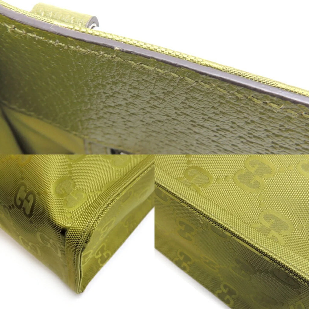 Only) Off The Forest Recycled Lining Grid Gucci Bag GG Tote (Day Green 696043 Medium Nylon (Good) Pre-Owned Ladies