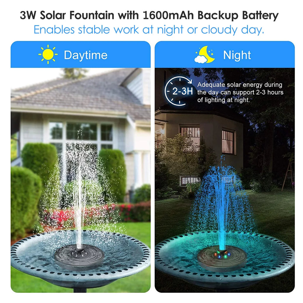 Garden Pump Pool Shinysix Bath Fountain Spray 7 for Fountain with 3W, Bird Solar Pond Patterns