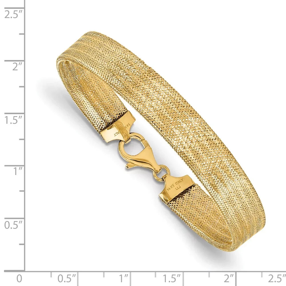 Men (Fancy) for Gold inch; for Polished Bracelet; 14kt Mesh Clasp; Teens; Women Lobster Real and 7.25 Leslie's and Adults Yellow