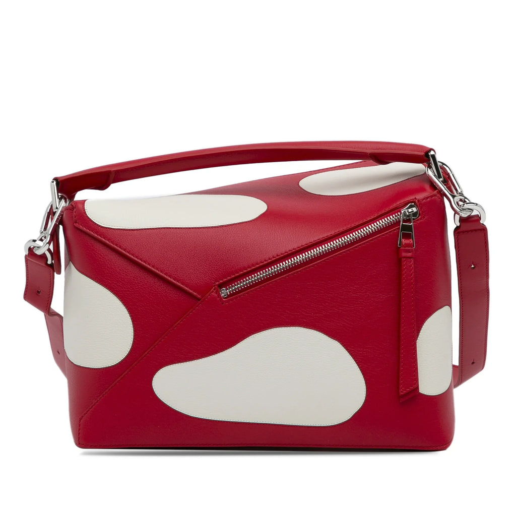 Red Puzzle (Good) Pre-Owned Authenticated Calf Mushroom Small Leather Satchel Edge Unisex LOEWE