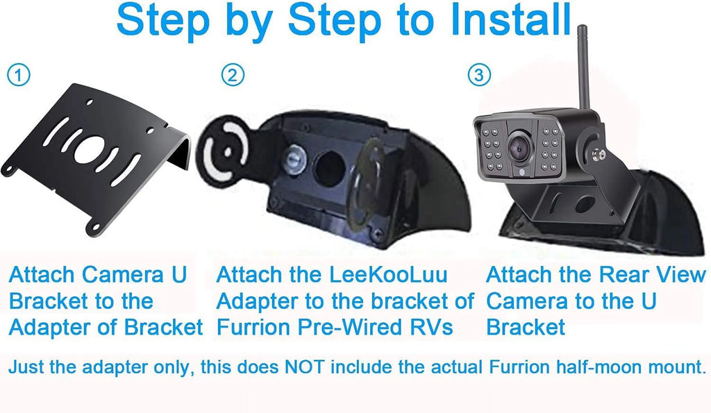a Camera D6 Backup Trailer Adapter Adapter with FRCBRKT-BL with with or Pre-Wired Power Compatible a Bracket Furrion RV DoHonest