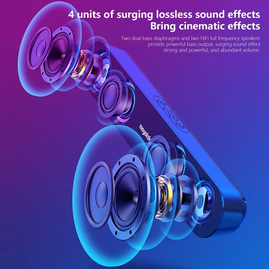 Dual Home Karaoke Desktop Sound Colorful Strip in Bar Speaker Long Tv Sound Wireless Adapter Subwoofer Clearance Sound High Ersazi Power Video Black Speaker Bluetooth