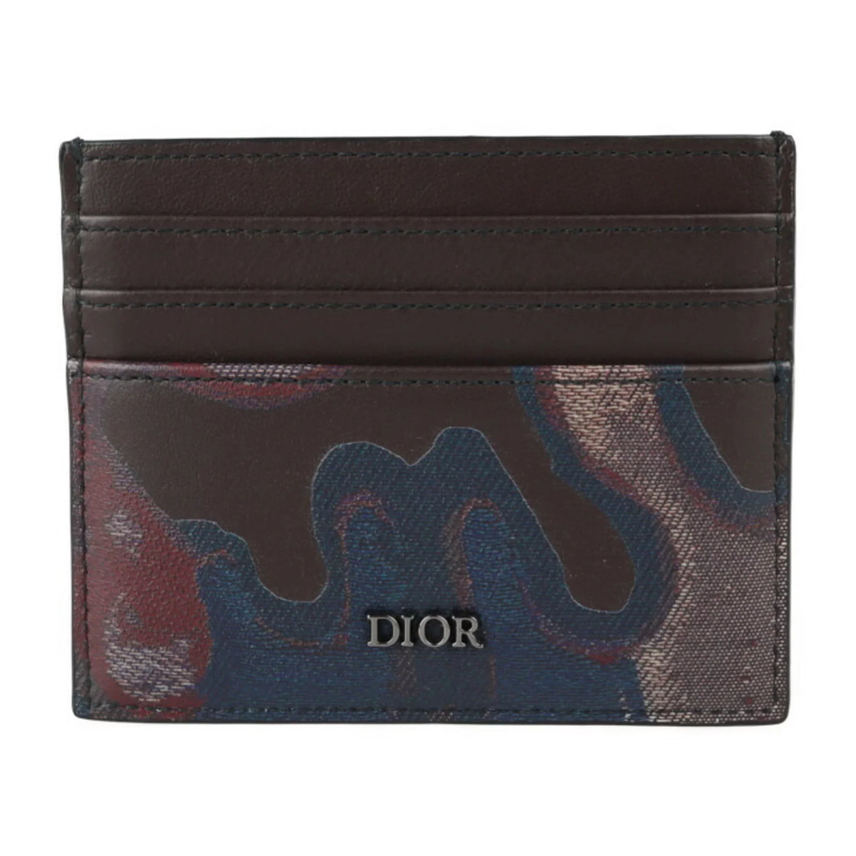 Marron Case Camouflage Calf New) Brown 2ESCH135UCN Leather Card Pre-Owned Christian Dior Multicolor Business Holder Dior Series Pattern (Like