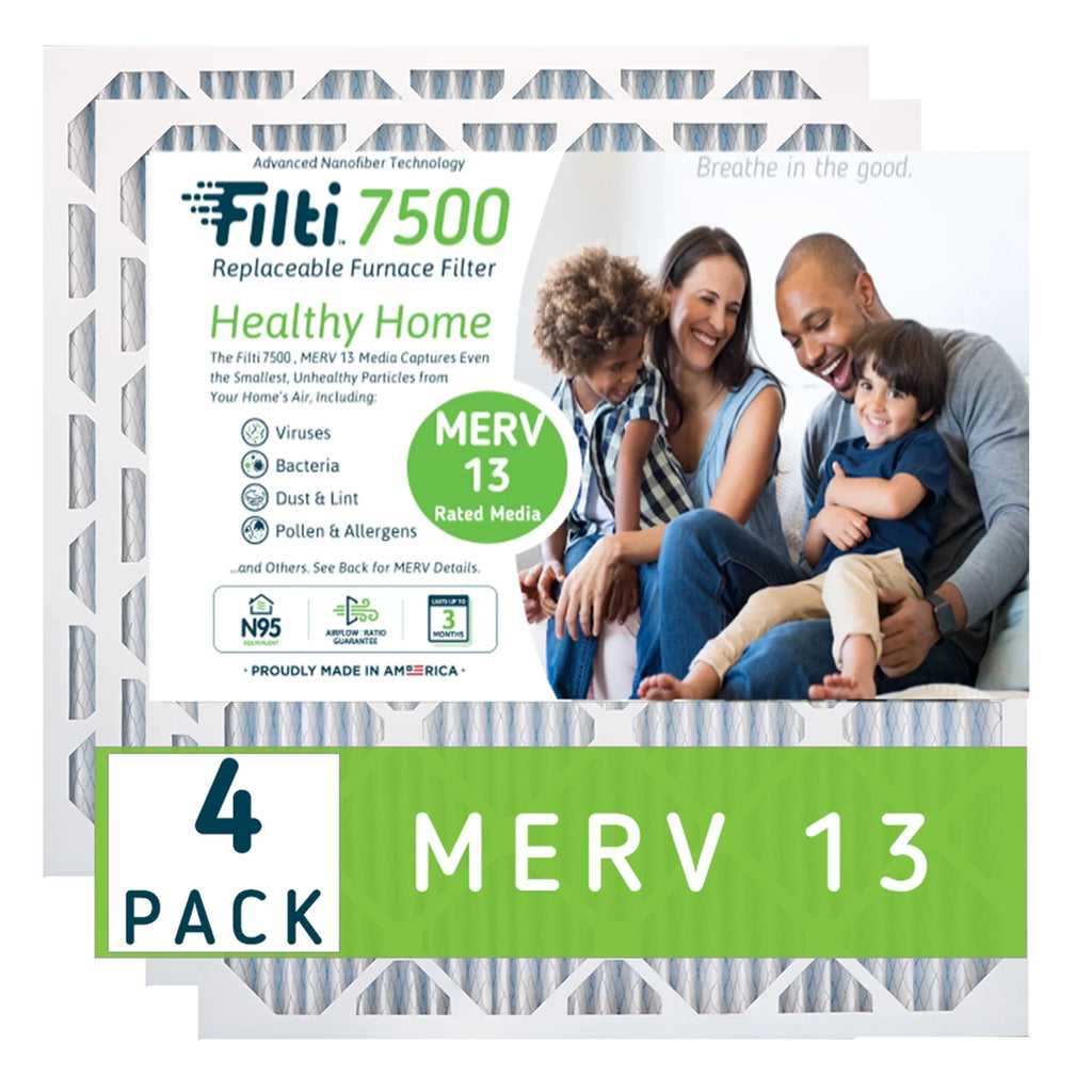 Filter 16x25x1 MERV HVAC (4 13 Filti Home Pleated Pack) Furnace 7500 Air