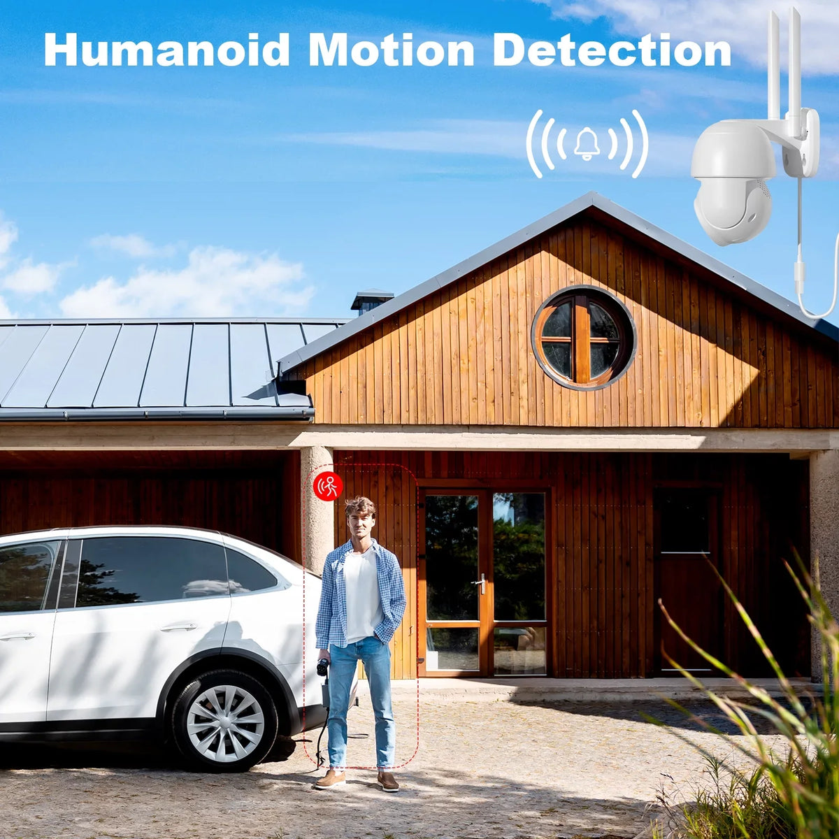 Color Digital Wireless 4X Security Outdoor Talk Motion Solar PTZ, 2K Spotlight, Night Two-Way WiFi, Camera Vision, TOPVISION PIR Zoom, Spotlight, Full View Detection, with 360°