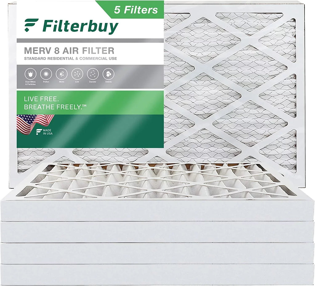 Air AC Filterbuy HVAC Filters Pleated 8 MERV (5-Pack) 16x25x2 Furnace