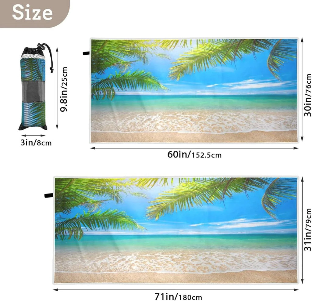 Tropical Towel Beach Thin Sand Beach Quick Towel, Oversized Bestwell Swim Blanket, Microfiber Yoga Free Pool Lightweight Multipurpose Towel Summer 30”X60” Palm Towel Bath Dry Shower