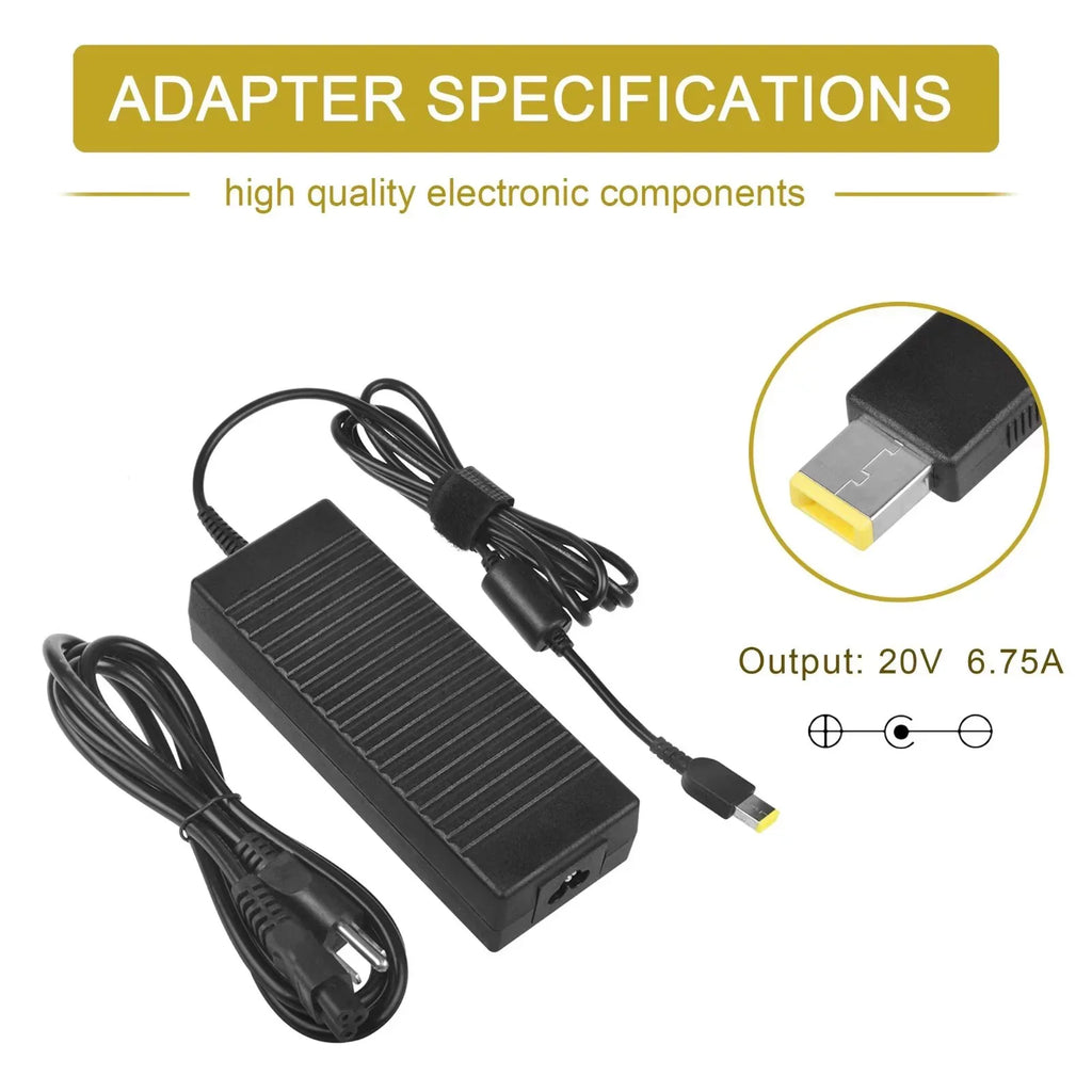 for Y40-70 Supply CJP-Geek Charger 135W Power Cord Ideapad AC Lenovo Adapter Cord Y50-70