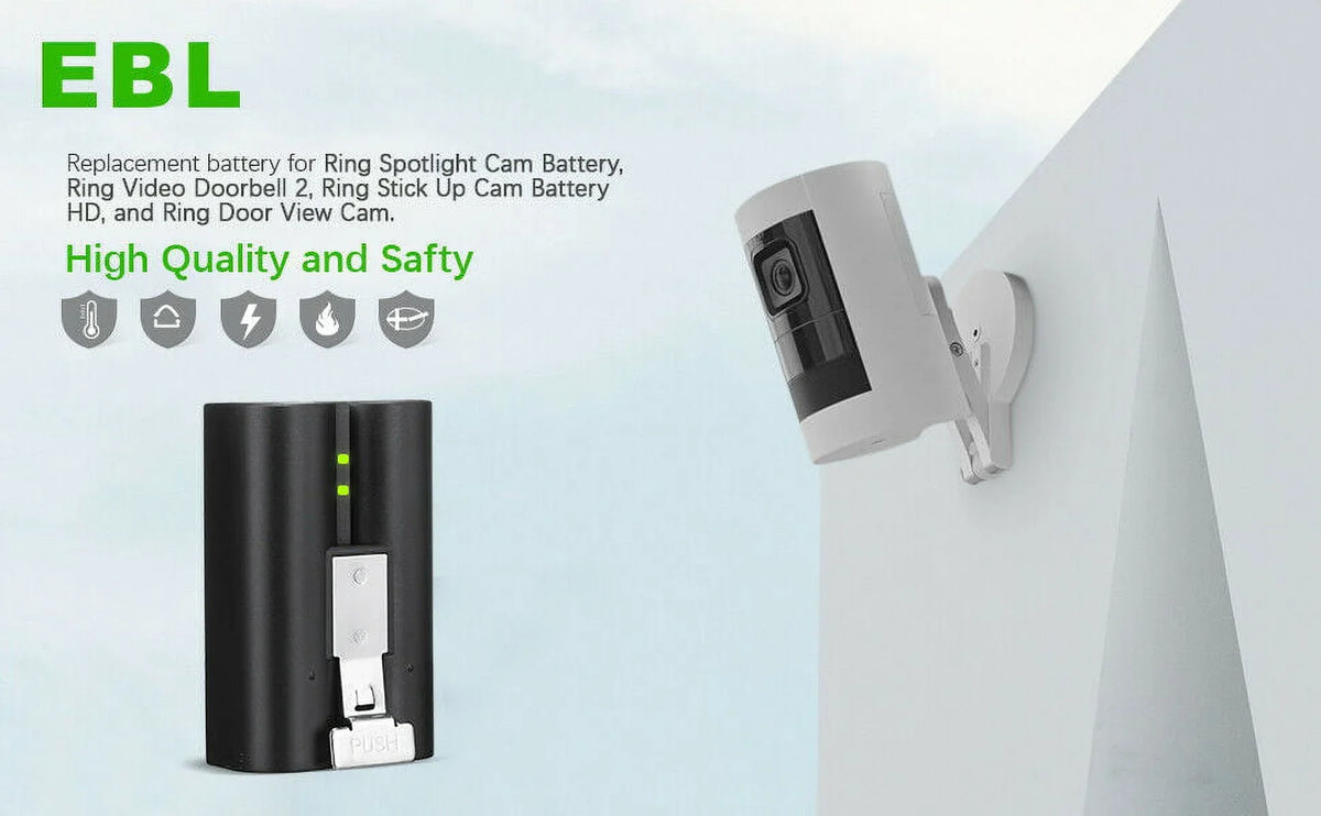 6040mAh Replacement Spotlight Stick Doorbell Battery Rechargeable with Camera, 5-Pack Doorbell 2/3/3 Backup Compatible Cam, for Ring 3.65V Batteries Plus/4, Doorbell Video Up Ring EBL Cam,