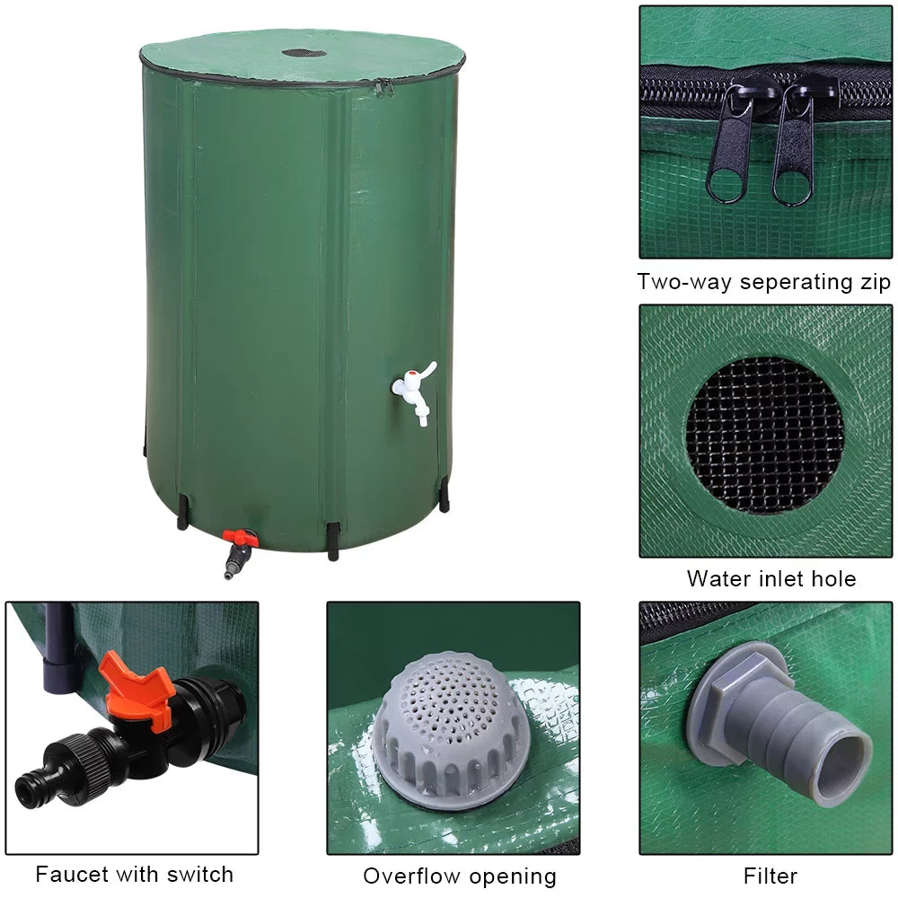 Gallon Downspout Rainwater Barrel, Storage 100 Tank, UBesGoo Rain System Water Collection Portable Collapsible