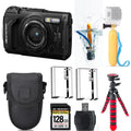 Digital Floating Case + +Tripod Grip Battery + SYSTEM -128GB Tough OM Hand Kit Camera (Black) Extra Olympus + TG-7