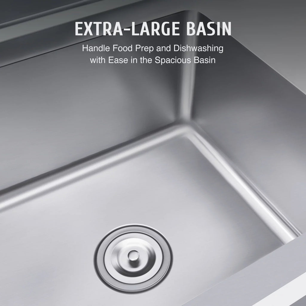 for Steel Backsplash Wilprep Bar Stainless Utility Commercial Drainboard w Kitchen Sink Strainer