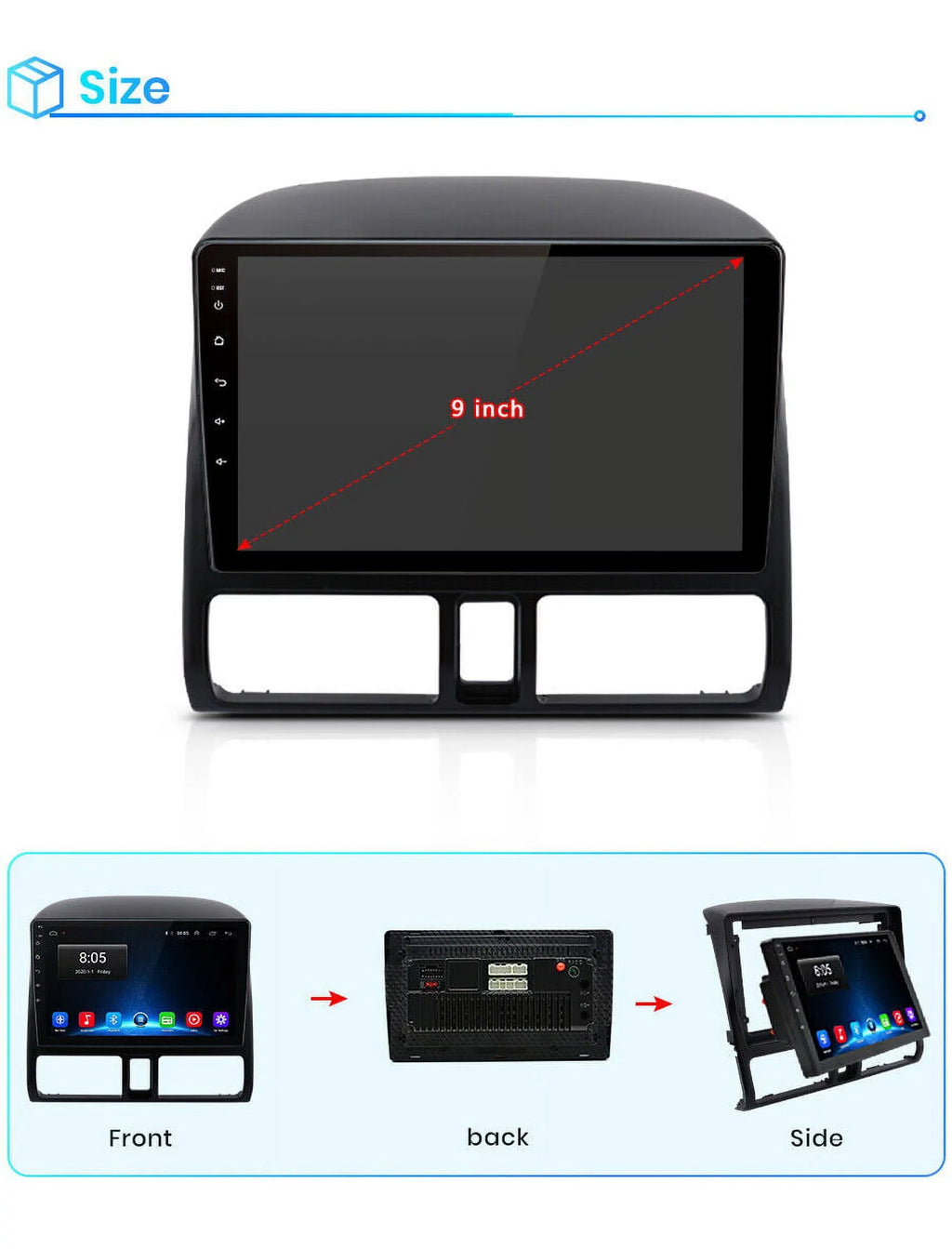 Wireless Navigator Honda AWESAFE 2001 Link CRV Touch 2006,2+32GB Auto Inch with 9 Car 2003 Bluetooth Mirror Carplay Radio 2005 Stereo GPS Radio Android WiFi 2002 FM 2004 Screen for