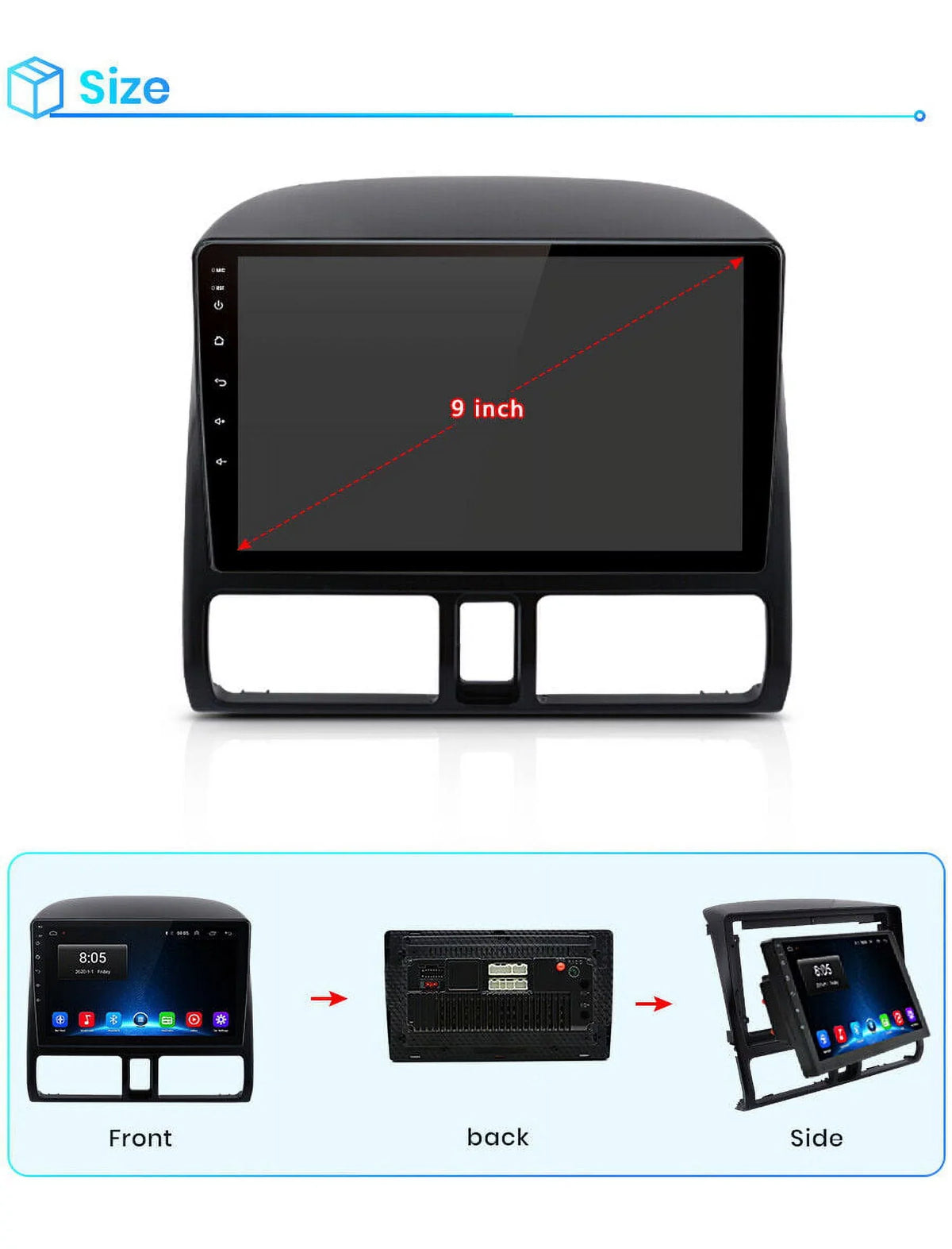Wireless Navigator Honda AWESAFE 2001 Link CRV Touch 2006,2+32GB Auto Inch with 9 Car 2003 Bluetooth Mirror Carplay Radio 2005 Stereo GPS Radio Android WiFi 2002 FM 2004 Screen for