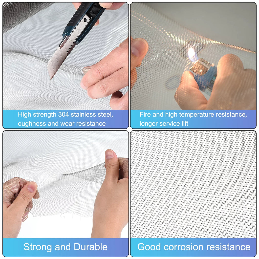 Screen Air for Replacement Woven Screen, Window Door Stainless Mesh Vent Screen Wire 304 Steel Mesh
