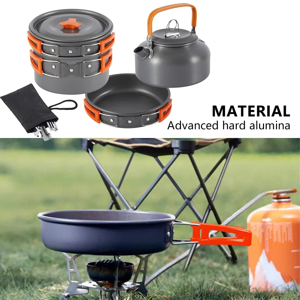 Pans Set Oxidized Kit Cooking Tableware Pot Fishing for Camping Set Alloy Outdoor Portable Cookset Cookware Person 2-3 Picnic Backpacking Barbecue Miuline Equipment Camping Aluminum Cooking Mess