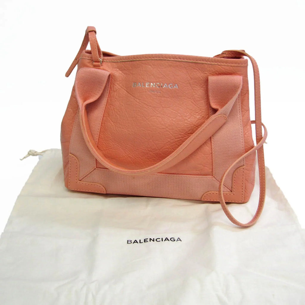 390346 Cabas Canvas,Leather (Good) Pink XS Light Handbag,Shoulder Pre-Owned Bag Women's Balenciaga Navy