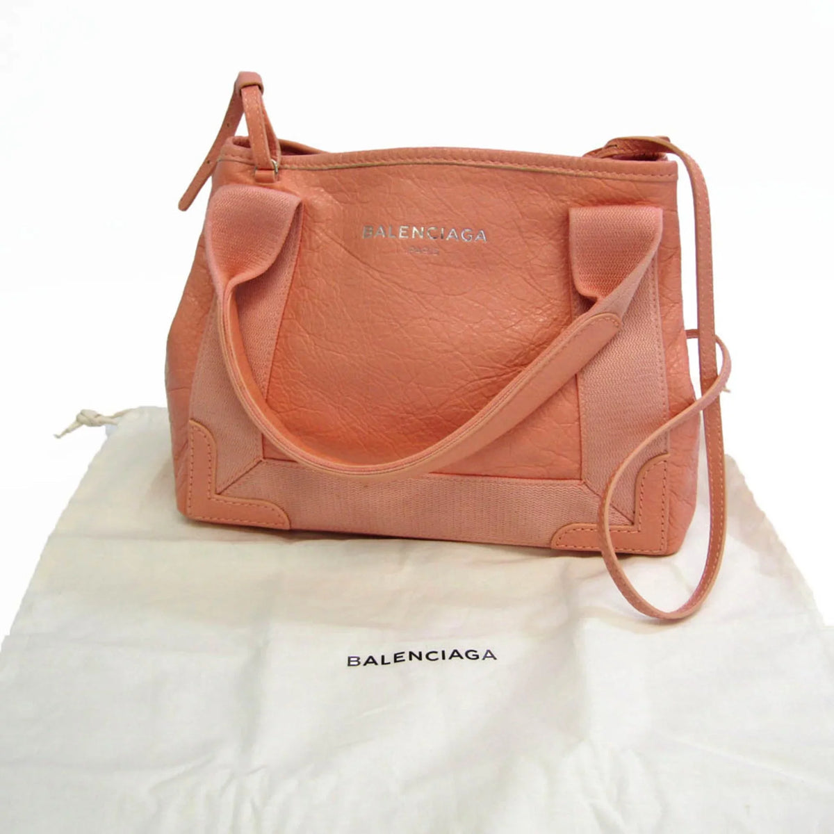 390346 Cabas Canvas,Leather (Good) Pink XS Light Handbag,Shoulder Pre-Owned Bag Women's Balenciaga Navy