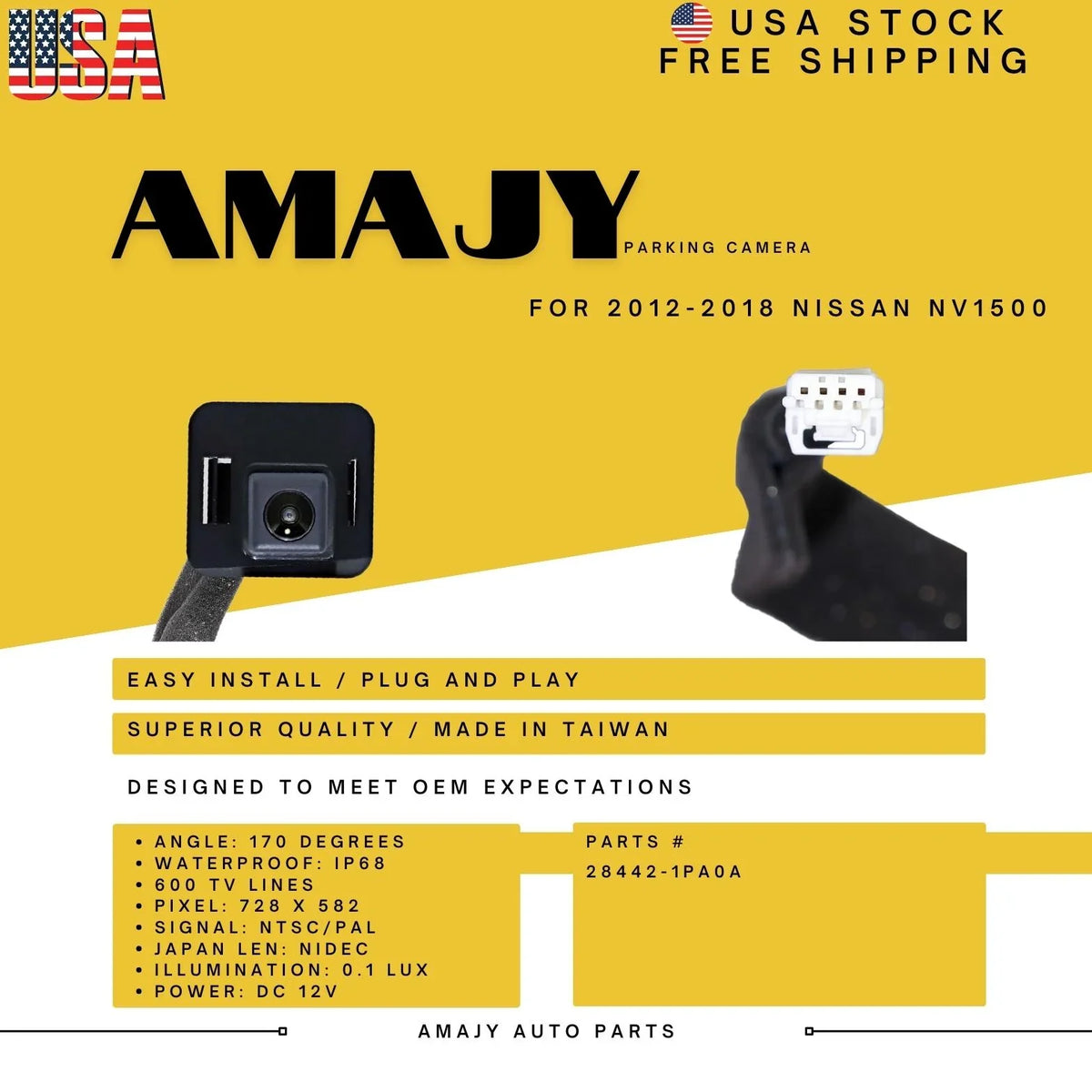 Backup Replaces 12-18 28442-1PA0A for Nissan NV1500 Camera