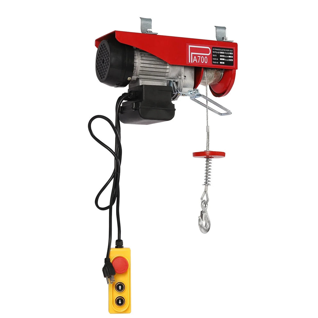 Portable Hoist Winch Remote 110V Winch 1543lbs Electric W/ Control Wire Electric
