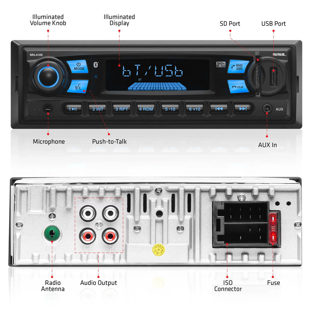 Bluetooth, USB, Car Stereo, CD, ML43B No AM/FM SD, Storm Sound Laboratories