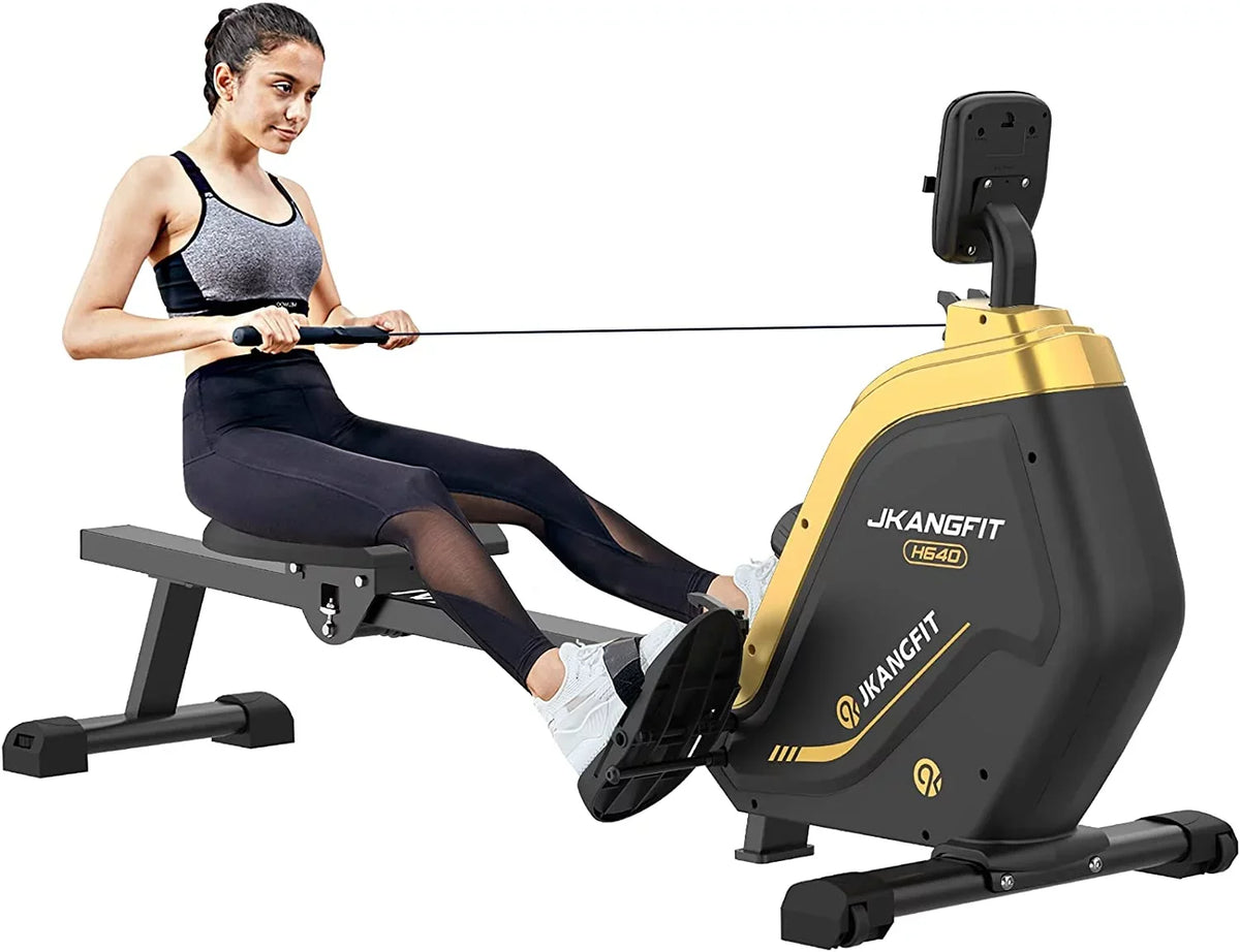 Resistance Levels Indoor Full Magnetic Rowing with Monitor - for Device 16 LCD Body pooboo Machine Home Folding Rower Machines Use for Rowing Holder