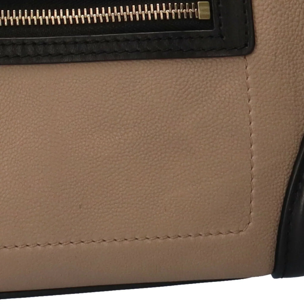 Celine Micro Shopper Leather Beige Luggage Handbag Ladies (Good) Pre-Owned