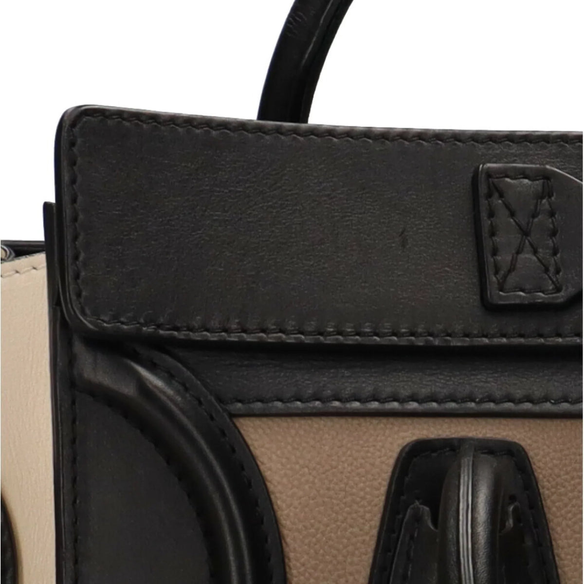 Celine Micro Shopper Leather Beige Luggage Handbag Ladies (Good) Pre-Owned