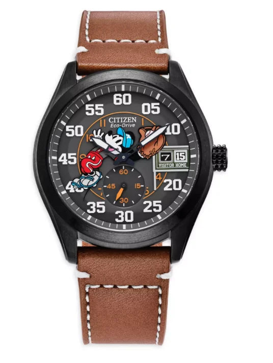 Baseball Strap Theme Eco-Drive Men's Mickey Citizen Mouse Watch Leather BV1089-05W Disney