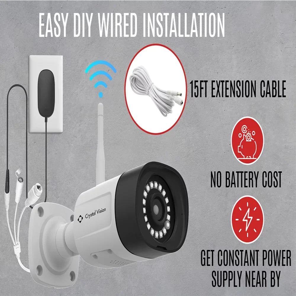 2 System 10.1 Crystal Wireless Vision Siren Way Cameras NVR 6X Floodlight 3MP Built-In Surveillance In Monitor, HD CCTV w/ [8CH] Audio