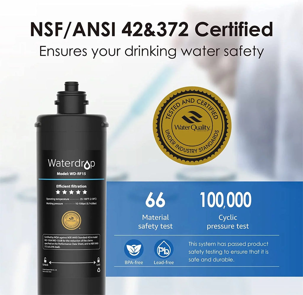 Under Water System, Under Years Replacement Sink Lifetime Waterdrop Ultra Water 17UA Filter, 19K Filtration WD-RF17 3 Long Counter Gallons,