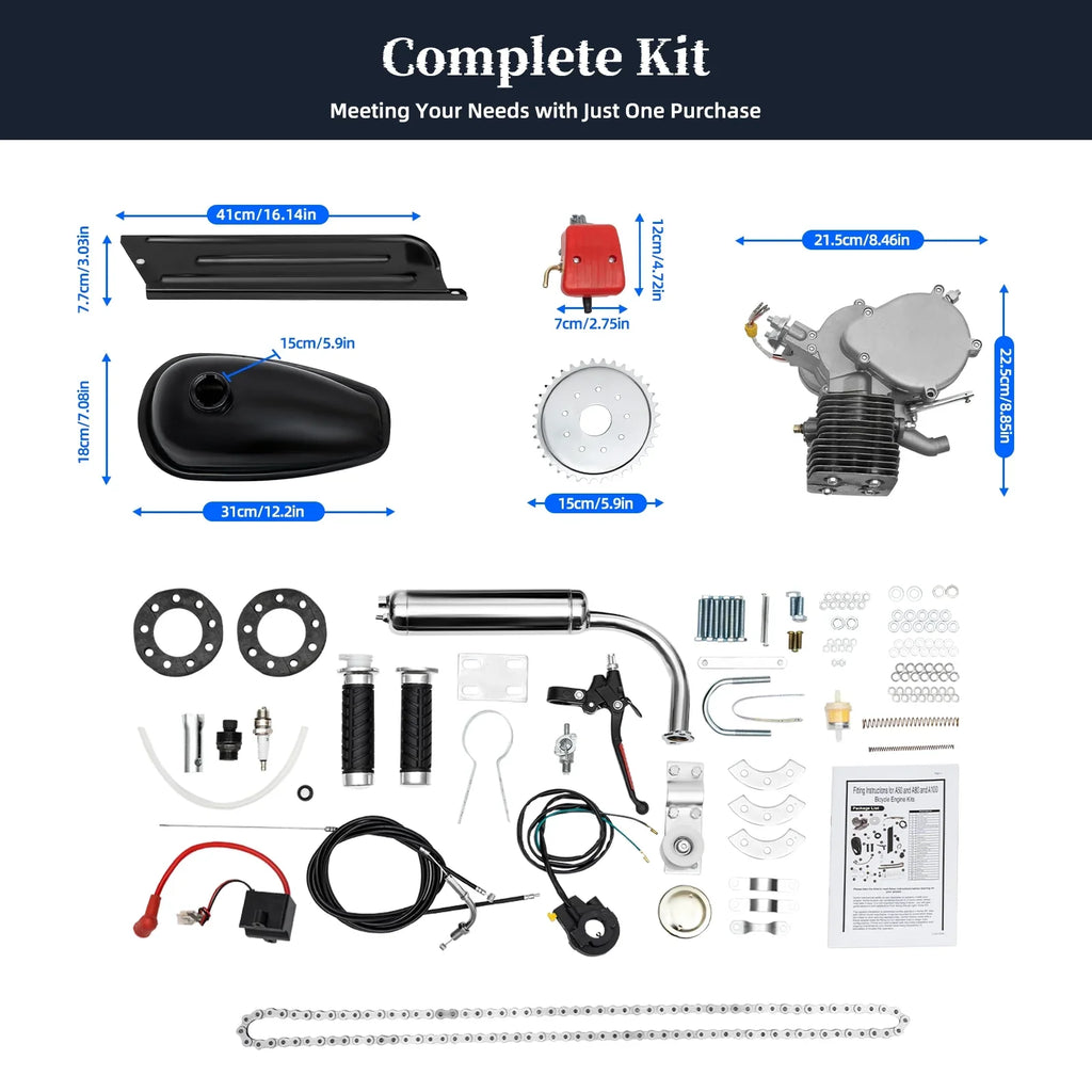 Petrol 2 26" Miumaeov /28" 100CC Bike Set Kit Stroke Gas Motorized Most Kit Bicycle for Engine Full Bicycle Engine