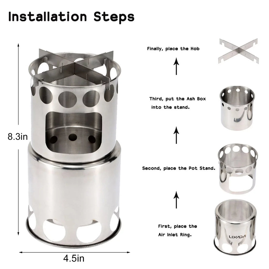 ammoon Set with Steel Stove Cutlery Picnics Cooking Lightweight and Stainless for Backpacking Aluminum Pot Utensils Ideal Camping and