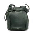 Authenticated Big Pre-Owned Unisex Bucket Leather Bag Calf Celine (Good) DrawstringBag Bag Bucket Green