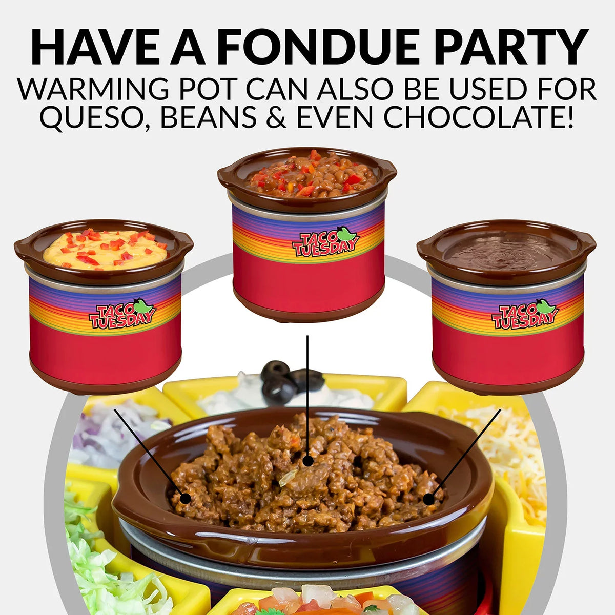 Pot, Holders Taco 20-Oz. Warming Taco Lazy Includes 4 Bar Susan TTLSTB10 Taco Tuesday with